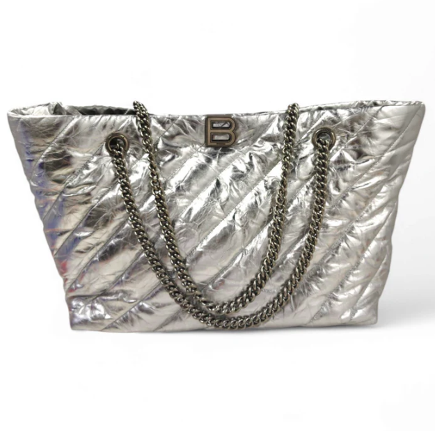 BALENCIAGA Tote Bag 777856 Sliver 8110 N528147 Crush Tote Rank AB