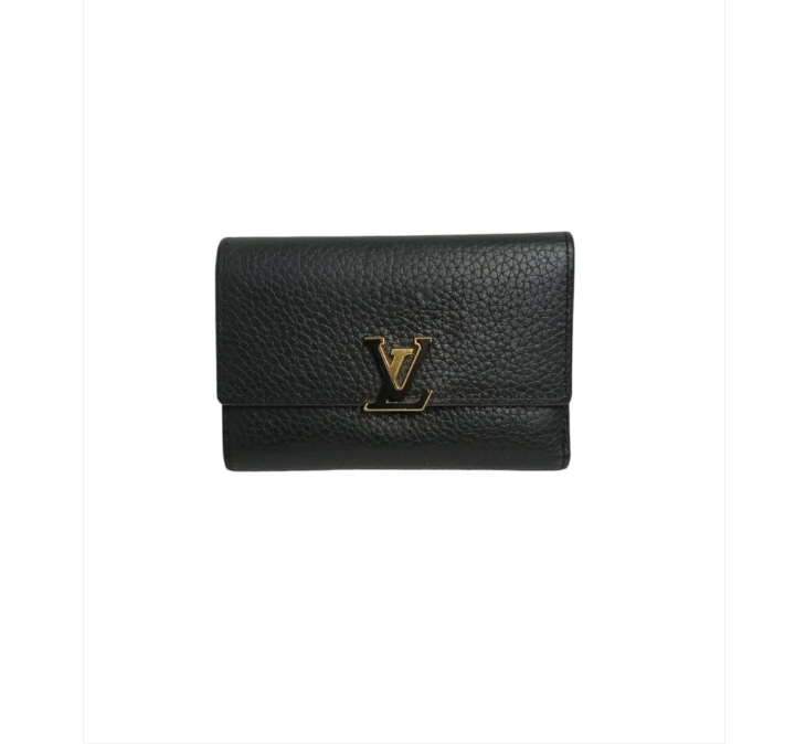 LOUIS VUITTON WALLET M62157 BLACK/PINK CAPUCINES COMPACT WALLET STAIN/DAMAGE RANK(B)