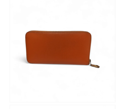 HERMES Long Wallet Orange *Stain/Damage* Rank BC