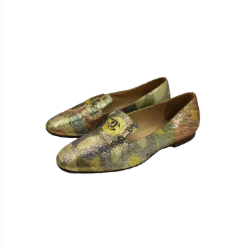 CHANEL Flat Shoes Beige 35.5 Rank B