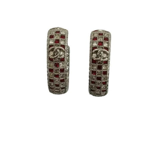 CHANEL Earring Sliver/Red