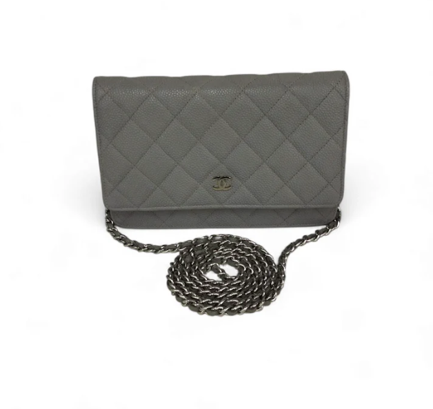 CHANEL Chaine Wallet Matrasse A33814 Gray Scratch Rank (AB)