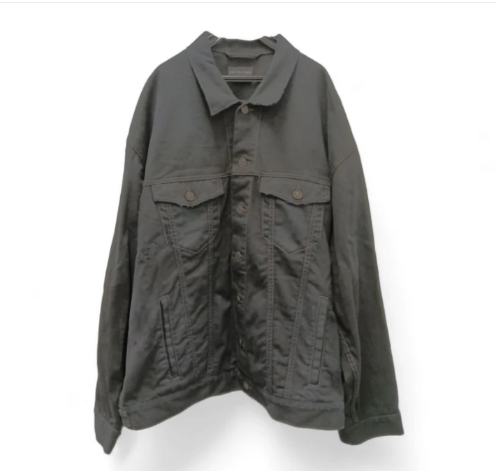 BALENCIAGA Denim Jacket Size 2 Unisex Black 724646