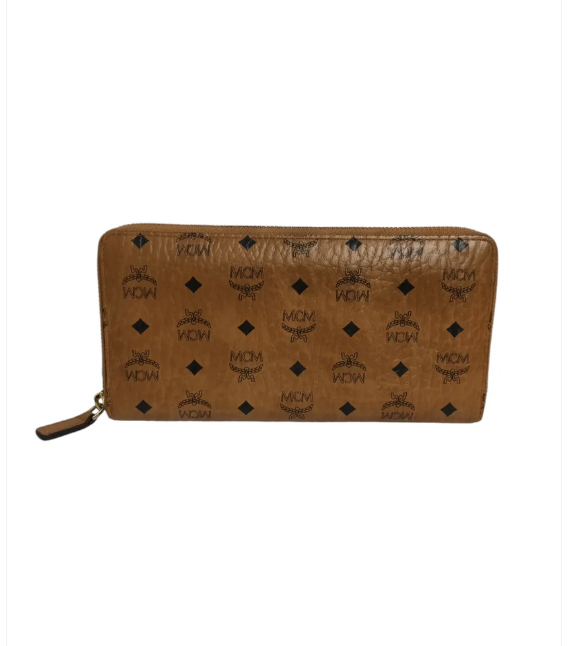 MCM WALLET VISETOS BROWN ZIP AROUND WALLET IN VISETOS ORIGINAL MXLAAVI0C0001 RANK(A)