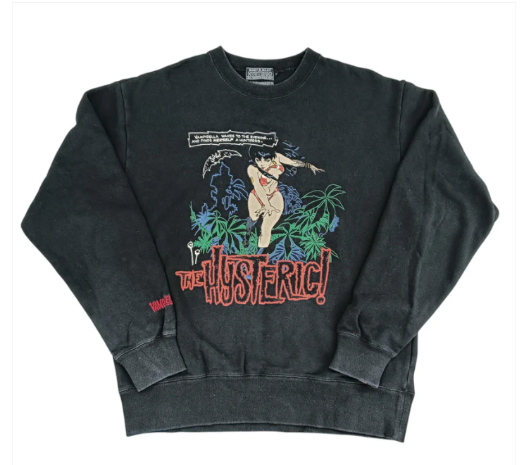 Hysteric Glamour Sweat SIZE L Mens Black Rank B VAMPIRELLA THE HUNTRESS Stain 02223CS14