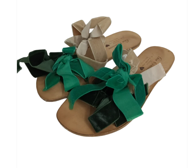 GIA COUTURE SANDAL SIZE 36 LADY’S BEIGE/GREEN